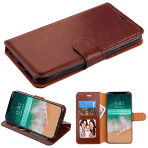 Leather Flip Wallet Phone Holder Protective Case BROWN For iPhone 13 - Picture 1 of 3