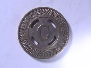 TRANSIT TOKEN CANTON CITY LINES INC GOOD FOR ONE FARE DULL WHITE METAL - Picture 1 of 4