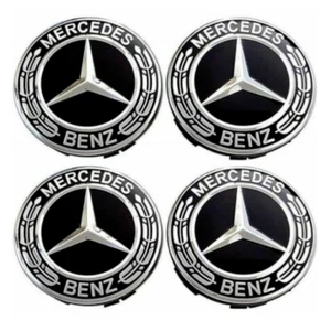 4pcs Hub Cover 75mm For Mercedes Logo Emblem Rim Wheel Center New Black - Picture 1 of 4
