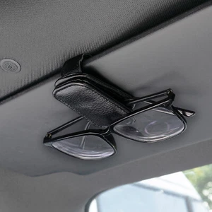 Car Sun Visor Leather Glasses Sunglasses Card Ticket Holder Clip Magnetic NEW - Picture 1 of 7