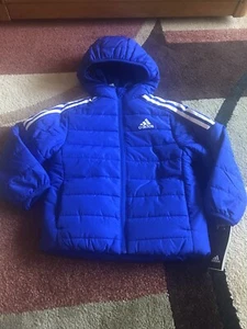 adidas Boy's Classic Full-Zip Puffer Jacket Blue/White Size XXS 4-5 NWT - Picture 1 of 10