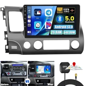 For Honda Civic 2006-2011 CarPlay Car Radio GPS Navi WiFi FM Android 13 Stereo - Afbeelding 1 van 14