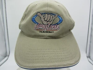Hang Loose Hawaii Adult Hat Cap Khaki Spell Out Hawaiian Shaka Strap Back - Picture 1 of 9
