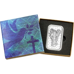 SilverTowne Guardian Angel 1oz .999 Silver Bar in Religious Gift Box Packaging - Picture 1 of 8