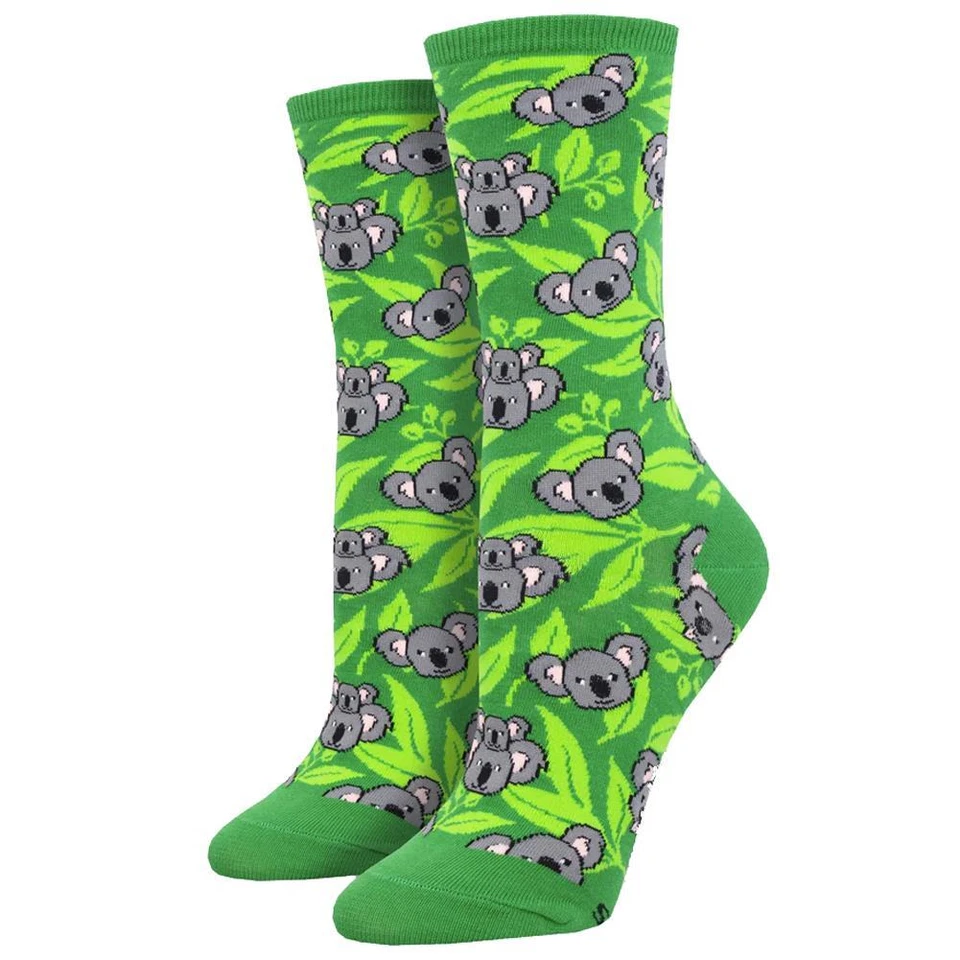 Socksmith Women's Crew Socks Koala Bear Face Fun Novelty Footwear - Imagem 1 de 1