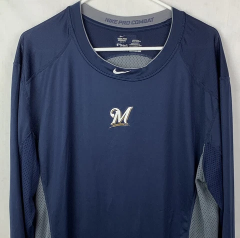 Milwaukee Brewers Polo Nike Pro Combat Shirt Nike Dri-Fit Authentic MLB 3XL Cover