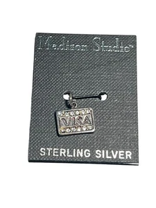 Madison Studio Sterling Silver Charm For Bracelet Visa Credit Card Rhinestones - Picture 1 of 5