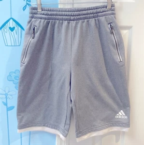Adidas Gray Athletic Zipped Pockets Elastic Waist Shorts Boys Juniors Size XL ! - Picture 1 of 10