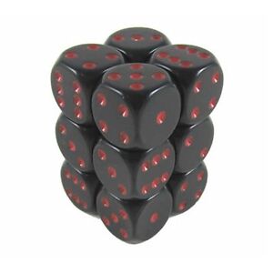 Chessex Opaque dice set black with red numbers set of 12 standard dice set 16mm