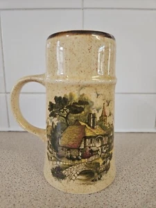 Vintage Royal Worcester, Village Scene Pottery Tankard. Xtra Large Mug - Picture 1 of 6