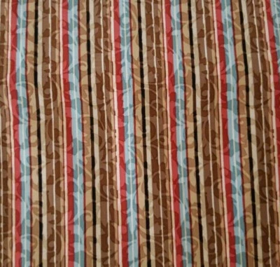 Emma Grace BTY Kathy Marrón Rojo Gallo Marrón Aqua Rojo Claro Damasco Rayas Foto 1 de 3