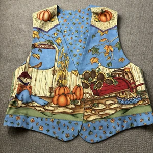 Gilet Vintage Fatto a Mano Zucca Patch Taglia Med Lg Reversibile Insegnante Autunno Halloween - Foto 1 di 10