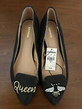 Express Queen Bee black sparkle flat size 8