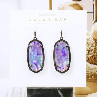 NWOT Kendra Scott Elle Lilac Abalone Shell Drop earring Gunmetal Tone - Image 1 of 4
