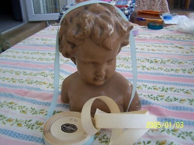 Ancien ruban en taffetas de nylon. 10 mètres de couleur bleu ciel. Réf :  N°70 - Photo 1/4