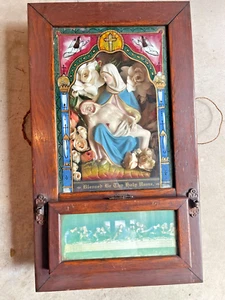 Antiker katholischer Schattenkasten um 1900 – ein zeitloses religiöses Artefakt - Bild 1 von 11