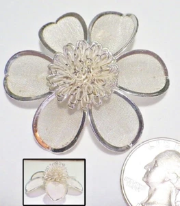 Vintage ANNE KLEIN II Fine Mesh Screen Petal Flower Pin Round Looped Center 2" - Picture 1 of 4