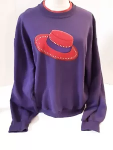 Felpa Red Hat Society Top Stitch M viola con grande cappello rosso e gemme finte - Foto 1 di 9