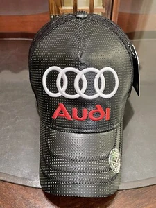 AUDI Gent’s Cycling Adjustable Trucker Hat Black New With Tags - Picture 1 of 5