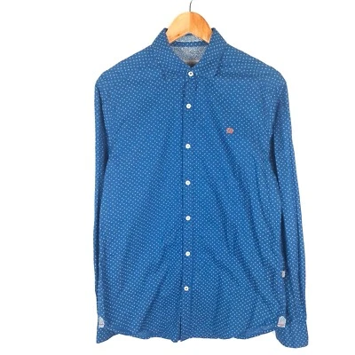 Camisa NAPAPIJRI Hombres Talla M Calce Ajustado Estampado Geométrico Azul Cuello Extendido Tejida Foto 1 de 4