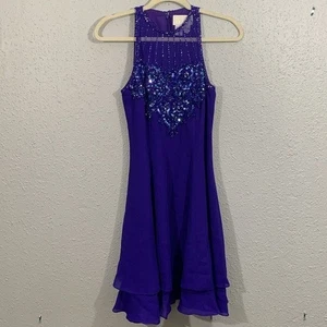 Cache Purple A-Line Beaded Bodice Flutter Hem Dress size 4 - Picture 1 of 9