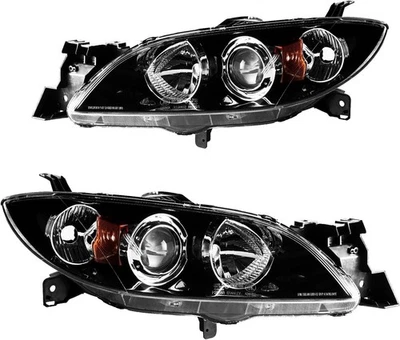 KAX Headlight Assembly, Black Fit for 04-09 Mazda3 Sedan Amber Reflector Clear L - Image 1 of 4