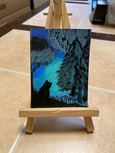 ACEO Original Pintura Acrílica Paisaje Arte Abstracto Tarjeta ATC Paisaje 39 gato - Imagen 1 de 1