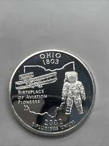 2002 S Ohio State Quarter Proof Silver 25c Coin Actual Coin *Lowest Mintage * - Picture 1 of 2