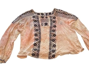 Free People Damen Medium Bauernbluse bestickt Boho Batik kastig Hippie - Bild 1 von 9