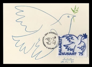 GREENLAND 2025 Maximum Card - Dove of Peace Colombe Paix Pax Embroidered stamp - Imagen 1 de 3