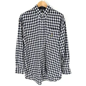 Chaps Ralph Lauren Button Down Shirt Mens Size L Blue White Plaid Long Sleeve - Picture 1 of 13