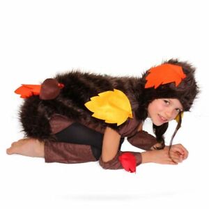 Kinder Kostüm Igel Wuschel mit Laub Gr. 98-140 Igelchen Wald Karneval Fasching