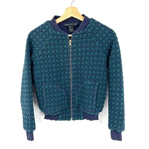 Marc by Marc Jacobs quilted argyle bomber jacket blue green puffy cropped S READ - Picture 1 of 9
