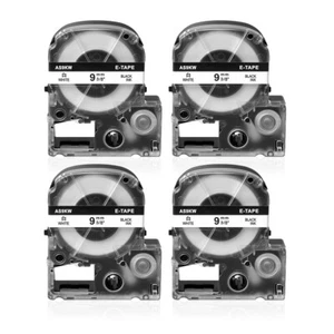 Cartucho de cinta 4PK 3/8" compatible SS9KW para King Jim TepraPro negro sobre blanco - Imagen 1 de 10
