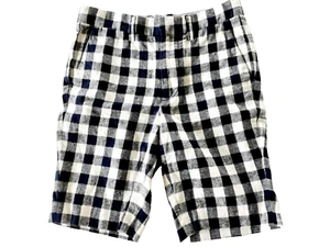 Crewcuts Boys Shorts Gingham Suit Thompson Navy White Linen Size 8 - Picture 1 of 10