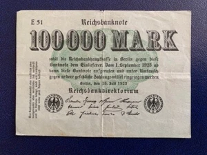 1923 GERMAN 100 000 MARK BANKNOTE-VERY GOOD - Picture 1 of 2