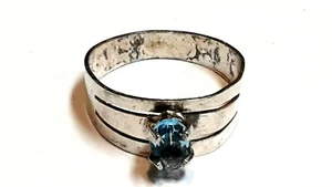 Ring Silber 835 mit blauem Stein RG 48 Ø ca. 15,3mm Kinderring - Bild 1 von 5