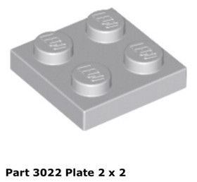 Lego 2x 3022 Light Bluish Gray Plate 2 x 2 9526