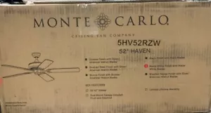 Monte Carlo Haven 52 inch indoor/outdoor Matte White Ceiling Fan 5HV52RZW - Picture 1 of 1