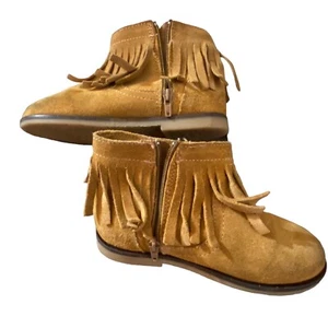 ZARA BABY Unisex Botas de Gamuza Marrón con Flecos con Cremallera Marrón EU 24 US 8 - Imagen 1 de 7