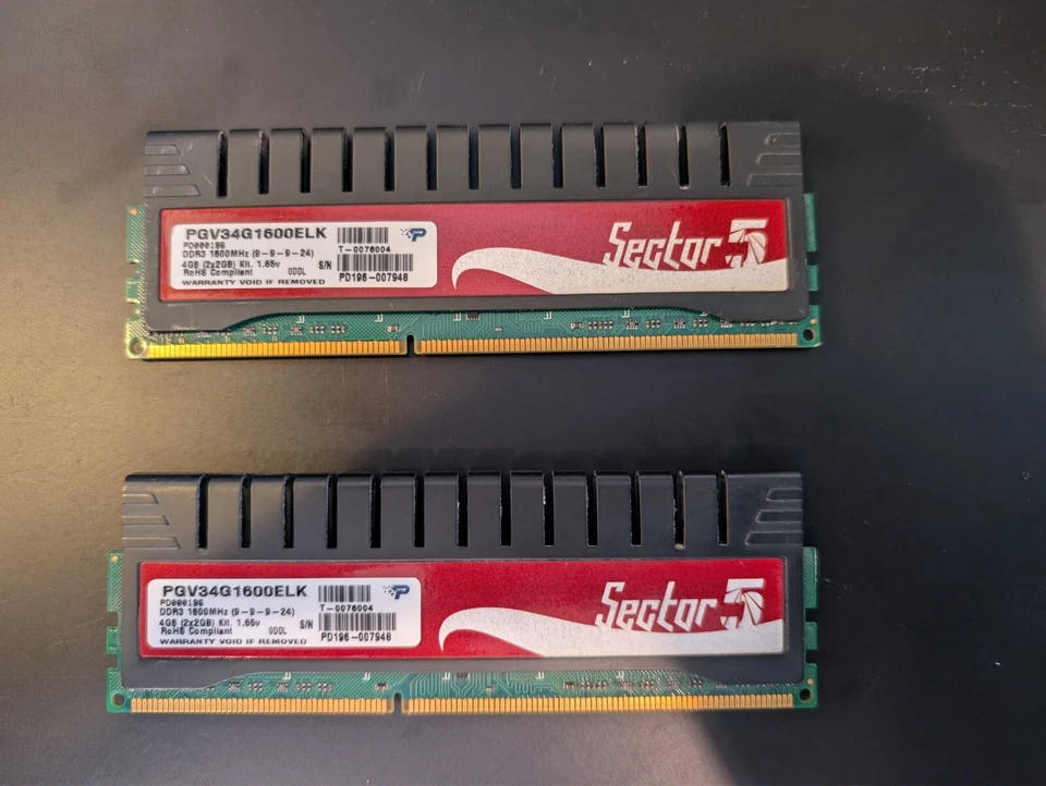 Patriot Sector5 4GB (2x2GB) DIMM PC3-12800 1600MHz DDR3 RAM (PGV34G1600ELK) *NEW - Image 1 of 1