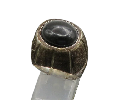 Anillo de cóctel vintage de plata de ley 925 con cúpula de ónix negro talla 7,5 RG23448 Foto 1 de 4