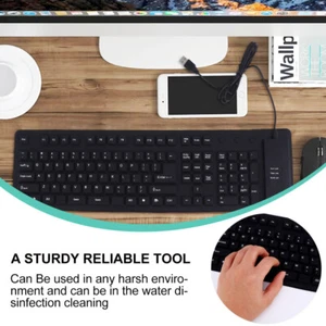 Wasserdichte Roll Up Keyboard Slient Tastatur Wasserdichte Silikon Tastatur - Afbeelding 1 van 12
