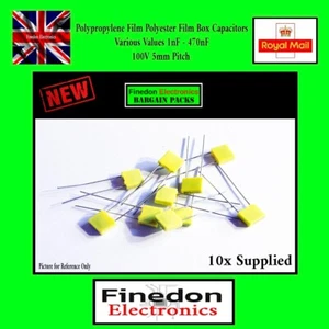 10x Polypropylene Film Polyester Box Capacitor 5mm Pitch 100V Capacitors - Picture 1 of 1