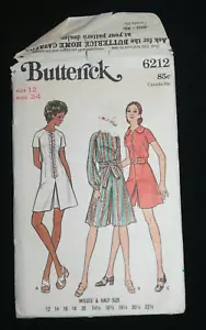 Pantaloni vintage Butterick 6212 taglia 12 busto 34 semi aderente davanti con cerniera TAGLIO - Foto 1 di 4