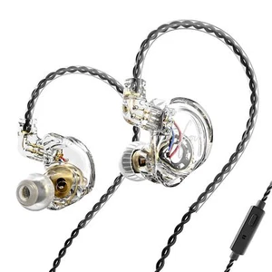 TRN CS4 In-Ear Monitor Earphones Dual Driver Detachable Cable Clear w/Mic - Picture 1 of 9
