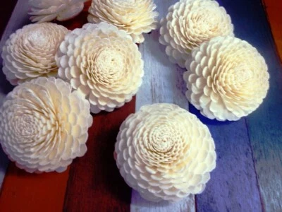 8 Jasmine Sola Wood Diffuser Flowers 7 cm Dia. For Decorate Craft - Image 1 of 3