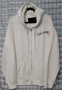 Hurley White Distressed Floral Hoodie Women's 3X Full Zip Fleece Hood Sweatshirt - Picture 1 of 4