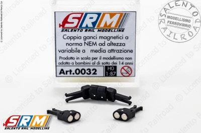 SRM-0032 - H0 1:87 - Coppia ganci magnetici ARGENTO a norma NEM a media attrazio - Immagine 1 di 3