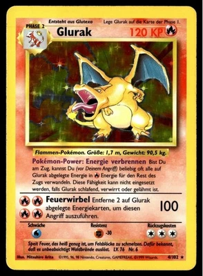 ✅ GERMAN Glurak Charizard 4/102 Base Set 1999 Holo Rare WOTC Pokemon Card TCG ✅ - Image 1 of 4